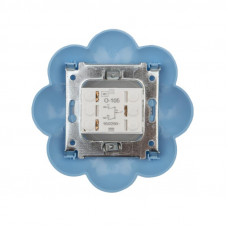 Выключатель двухклавишный HAPPY Цветок с/у, белый/голубой KRANZ