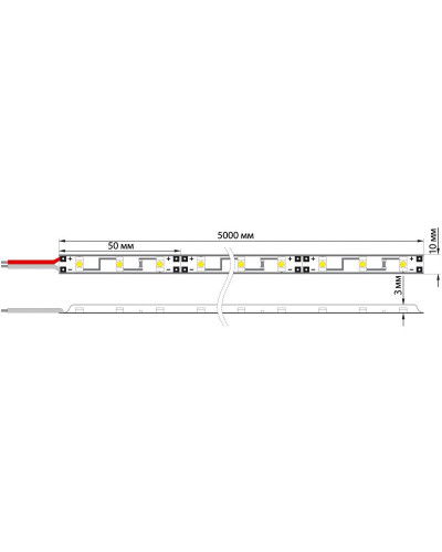 Лента светодиодная 12В, SMD5050, 14,4Вт/м, 60 LED/м, 3000К, 10мм, 5м, IP65 LAMPER
