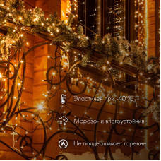 Гирлянда светодиодная Нить 10м 200 LED БЕЛЫЙ черный каучук IP67 постоянное свечение 230В соединяется нужен блок 315-000 NEON-NIGHT