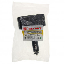 Разветвитель автоприкуривателя, 2 гнезда, 1хUSB (5В, 1000мА) REXANT