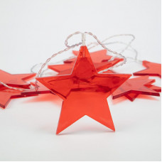 Гирлянда светодиодная Звездопад красная 10 LED, 2,25 м, прозрачный ПВХ, теплый белый свет свечения, 2 х АА (батарейки не в комплекте) NEON-NIGHT