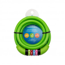 Замок тросовый кодовый взломостойкий для велосипедов и колясок 150см зеленый ЧЕТЫРЕ СЕЗОНА