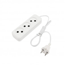 Удлинитель 3 гнезда, 1,5м, 2х0,75мм², б/з, белый REXANT
