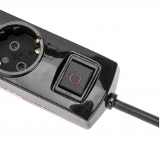 Удлинитель PREMIUM 6 гнезд, 5м, 3х1,5мм², с/з, с выключателем, черный REXANT