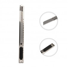 Нож с сегментированным лезвием 9мм, корпус металлический, c клипсой REXANT