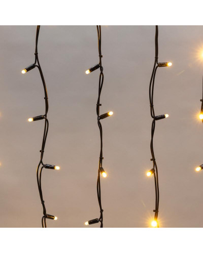 Гирлянда светодиодная Бахрома (Айсикл) 3,2х0,9м 120 LED ТЕПЛЫЙ БЕЛЫЙ черный каучук 3,3мм IP67 эффект мерцания 230В нужен блок 315-000 NEON-NIGHT