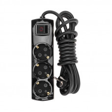 Удлинитель PREMIUM 3 гнезда, 3м, 3х1,5мм², с/з, с выключателем, черный REXANT