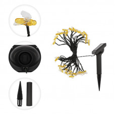 Гирлянда садовая (каскад) Янтарные Пчелы 5,8м, 2700К с аккумулятором и выносной солнечной панелью LAMPER