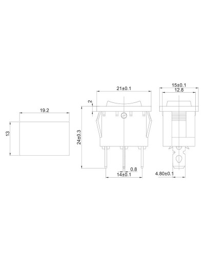 Переключатель клавишный 250V 6А (3с) ON-OFF-ON красный с нейтралью Mini (RWB-205, SC-768) REXANT