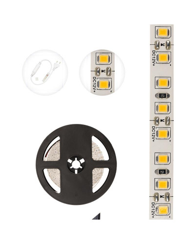Лента светодиодная 12В, SMD2835, 9,6Вт/м, 120 LED/м, 3000K, 8мм, 5м, IP20 LAMPER