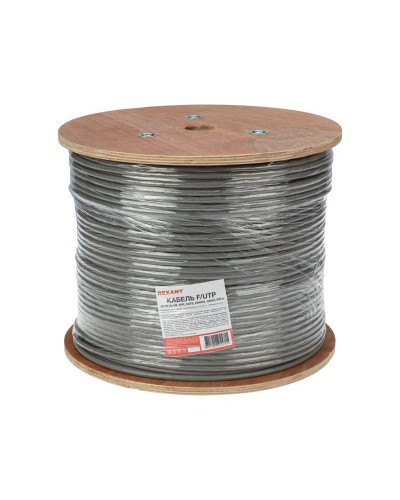 Кабель витая пара F/UTP, CAT 6, ZH нг(А)-HF, 4PR, 23AWG, INDOOR, SOLID, серый, 305м, REXANT