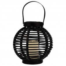 Декоративный фонарь на солнечной батарее 20х20х22 см, черный плетеный корпус, теплый белый цвет свечения NEON-NIGHT