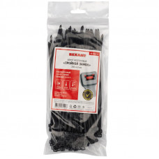 Стяжка нейлоновая Профессиональная 200x4,8мм, черная (100 шт/уп) REXANT