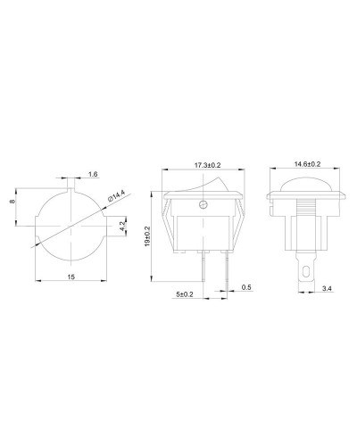 Выключатель клавишный круглый 250V 3А (2с) ON-OFF красный Micro (RWB-105, SC-214) REXANT