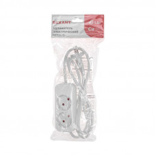 Удлинитель STANDARD 2 гнезда, 1,5м, 2х1,0мм², б/з, белый REXANT