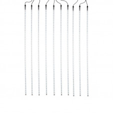 Гирлянда Тающие сосульки комплект 10 шт. х 100см, шаг 100см, 960 LED БЕЛЫЙ, черный каучук, IP65, 24В, соединяется NEON-NIGHT