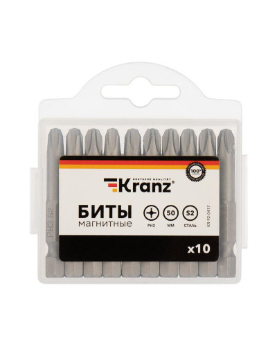 Бита PH3х50 мм для шуруповерта сталь S2  (упак. 10 шт.) Kranz