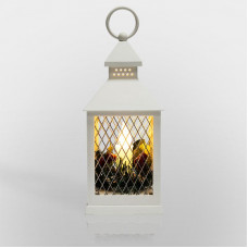 Декоративный фонарь со свечкой, белый корпус, размер 10,5х10,5х24 см, цвет ТЕПЛЫЙ БЕЛЫЙ