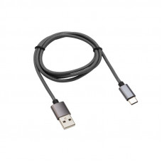 Кабель USB-A – Type-C, 3A, 1м, в темно-серой нейлоновой оплетке REXANT