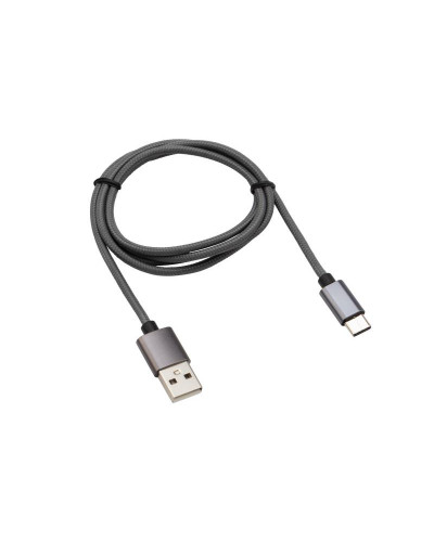 Кабель USB-A – Type-C, 3A, 1м, в темно-серой нейлоновой оплетке REXANT