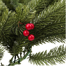 Еловый шлейф с ягодами и гирляндой 1,8м, теплое белое свечение 30 LED, 31В, литой NEON-NIGHT