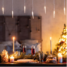 Гирлянда Сосульки 1,5х0,25 м, прозрачный провод, теплый белый цвет свечения NEON-NIGHT