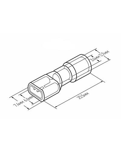 Клемма плоская полностью изолированная термоусаживаемая РПи-м-т 6.0-(6.3)/РпИм-т 6-7-0,8 гнездо 6.6 мм 4-6 мм² желтый REXANT