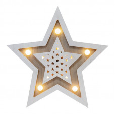 Деревянная фигура с подсветкой Звезда двойная 30х4х30 см