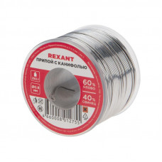 Припой с канифолью, 250г, Ø0,8мм, (олово 60%, свинец 40%), катушка REXANT