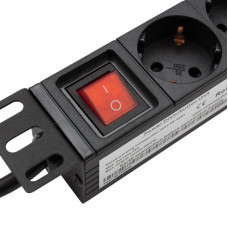 Блок розеток 19', 1U, 10А, 8 розеток, корпус алюминий, со шнуром питания