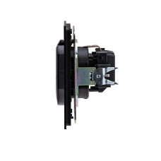 Розетка STRONG 1-ая с/з с/у, со шторками и крышкой 16А антрацит KRANZ