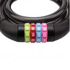 Замок тросовый кодовый взломостойкий для велосипедов и колясок 100см черный ЧЕТЫРЕ СЕЗОНА