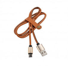 Кабель USB-A – Type-C, 2,1A, 1м, эко-кожа, коричневый REXANT