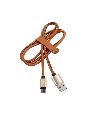 Кабель USB-A – Type-C, 2,1A, 1м, эко-кожа, коричневый REXANT