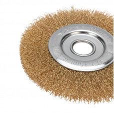 Щетка дисковая для УШМ, витая латунированная проволока, 150мм, отв. 22,23мм KRANZ
