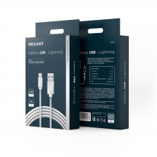 Кабель USB-A – Lightning для Apple, 2,4А, 1м, в металлической оплетке REXANT