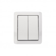 Выключатель двухклавишный INDUSTRIAL IP54 о/у, белый KRANZ