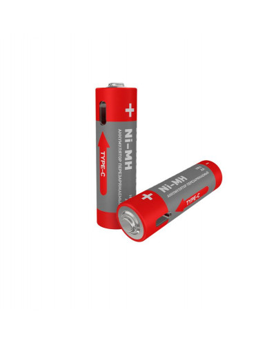Батарейка аккумуляторная ААА, 900 мАч, 2 шт, мизинчиковая, зарядка от USB Type-C REXANT
