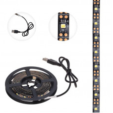 Лента светодиодная 5В, SMD2835, 4,8Вт/м, 60 LED/м, 6500K, 8мм, 3м, с USB коннектором, черная, IP20 LAMPER