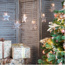 Гирлянда светодиодная Звезды 1,5х0,6 м, прозрачный провод, теплый белый свет свечения NEON-NIGHT