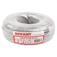 Кабель витая пара U/UTP, CAT 5e, PVC, 4PR, 24AWG, INDOOR, SOLID, серый, 100м, REXANT