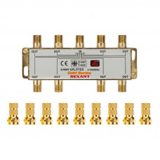 Делитель ТВх8 под F-разъем, 5-1000МГц, Gold (9 F-разъемов в комплекте) REXANT