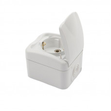 Розетка одноместная Mini OG IP54 с/з, о/у, белая KRANZ