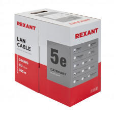 Кабель витая пара U/UTP, CAT 5e, ZH нг(А)-HF, 4PR, 24AWG, INDOOR, SOLID, оранжевый, 305м REXANT