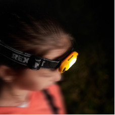 Фонарь налобный, четырехрежимный, с аварийным красным сигналом и встроенным аккумулятором REXANT