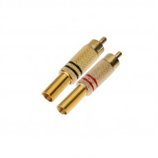 Разъем штекер RCA металл пайка черный/красный, Gold PROconnect