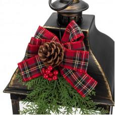 Декоративный фонарь с тремя свечами, бронзовый корпус, размер 24х24х65см, цвет теплый белый