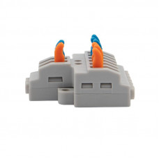 Клемма СМК 2х3 проходная разветвительная 2 полюса, с монтажной площадкой (1 ввод, 3 вывода на полюс), (5 шт./уп.) REXANT