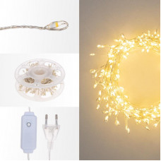 Гирлянда светодиодная Роса Фейерверк с контроллером 10м, 250LED, ТЕПЛЫЙ БЕЛЫЙ, IP20, на катушке NEON-NIGHT