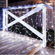 Гирлянда светодиодная Занавес 2х1,5м 192 LED БЕЛЫЙ прозрачный ПВХ IP65 постоянное свечение 230В блок в комплекте NEON-NIGHT